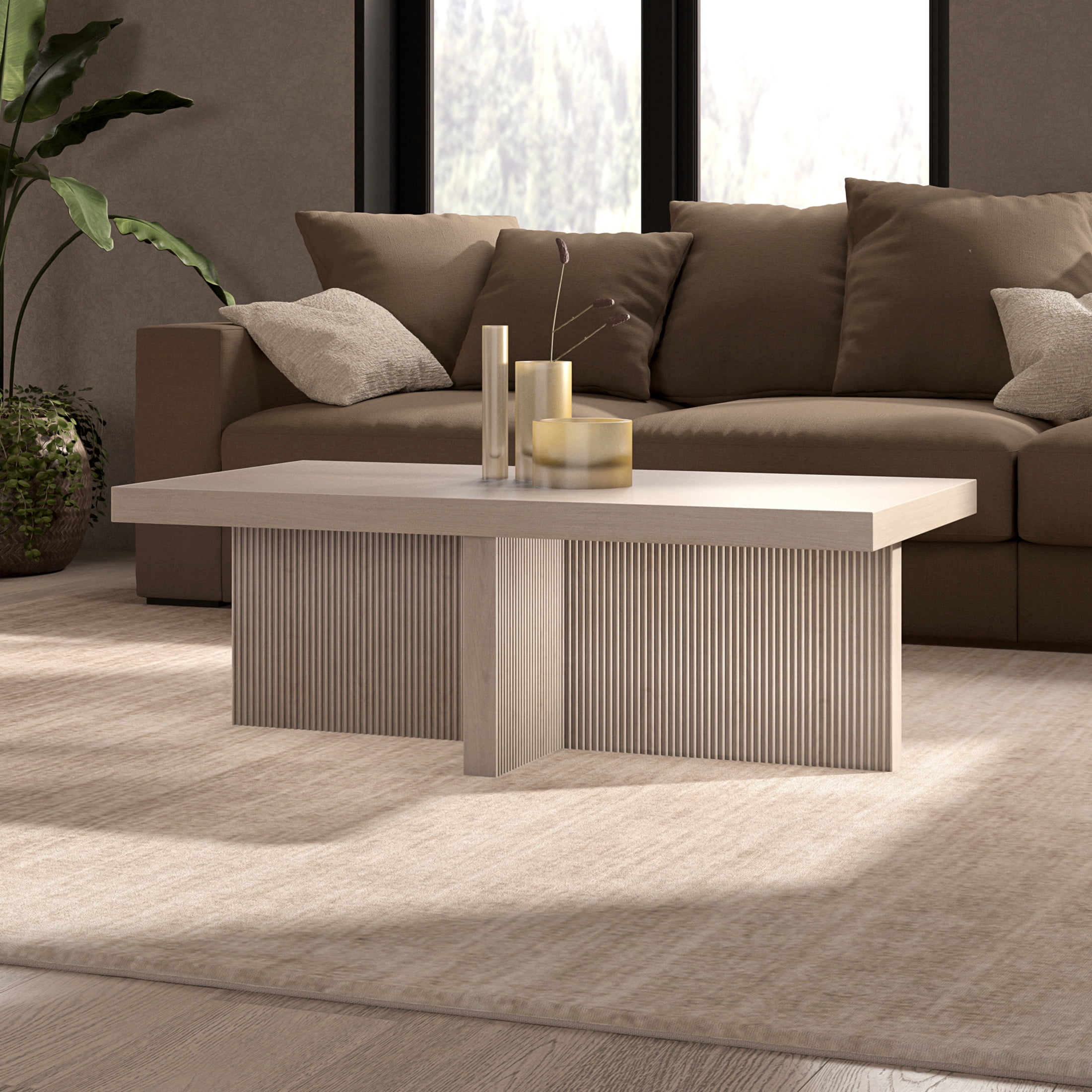 Evelyn&Zoe Scandinavian 44" Wide Alder White Coffee Table