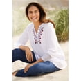 thumbnail image 5 of Woman Within Plus Size Embroidered Thermal Henley Tee, 5 of 6