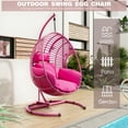 thumbnail image 4 of CHINNLUU Oversized Hanging Egg Chair with Stand, Outdoor Indoor Wicker Swing Chair with UV-Resistant Cushions and Rain Cover, 400lbs Capacity Patio Hammock Chair for Backyard, Balcony, Pink, 4 of 8