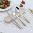 thumbnail image 1 of Xuewenshw Stainless Steel Portable Tableware Three Piece Students Outdoor Spoon Chopsticks Fork Set Large round Table Mats 30 Inches, 1 of 8