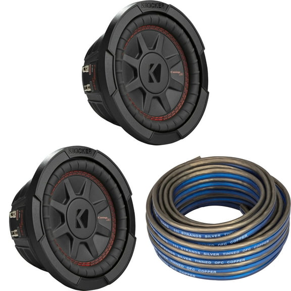 Kicker (2) 48CWRT674 CompRT 6.75" Subwoofer, DVC, 4-ohm - Includes Speaker Wire
