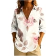 thumbnail image 2 of Uootdi Boho Long Sleeve Shirts for Women V Neck Button Down T Shirts Casual Loose Fit Floral Print Basic Tops Tees Blouses Gift, 2 of 6