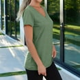 thumbnail image 4 of WEIYLL Women's T Shirts Solid Color V Neck Short Sleeve Versatile Basic Green Tops Sizes XL, 4 of 7