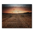 thumbnail image 3 of Designart 'A Field Full of Hay Bales At Sunset Landscape' Farmhouse Print on Natural Pine Wood, 3 of 5