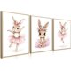 thumbnail image 1 of - Pósteres de guardería para bebé, deción de pared, lona para guardería, juego de 3, lindos estampados de conejo rosa para niños y niñas, habitación de niños, recámara, deción del hogar,, 1 of 5