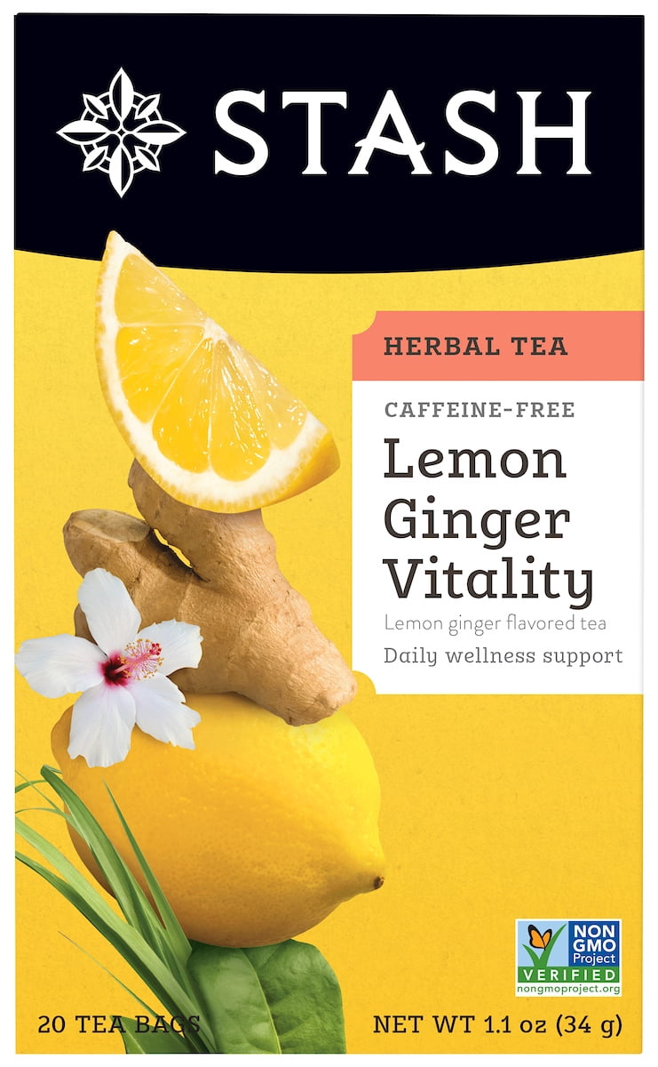 Stash Tea, Lemon Ginger Herbal Tea, 20 Ct