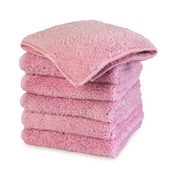 Solve™ Bathroom Cleaning Cloths, Pink, Double-Sided Microfiber Cleaning Wipes, Lint-Free and Reusable, Set of 6