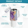 thumbnail image 4 of SKYSONIC Insulated Tumblers with Lids and Straws Handles 40oz Water Bottle Blue Marble Purple Travel Mug Reusable Stainless Steel Thermos Vacuum, 4 of 7