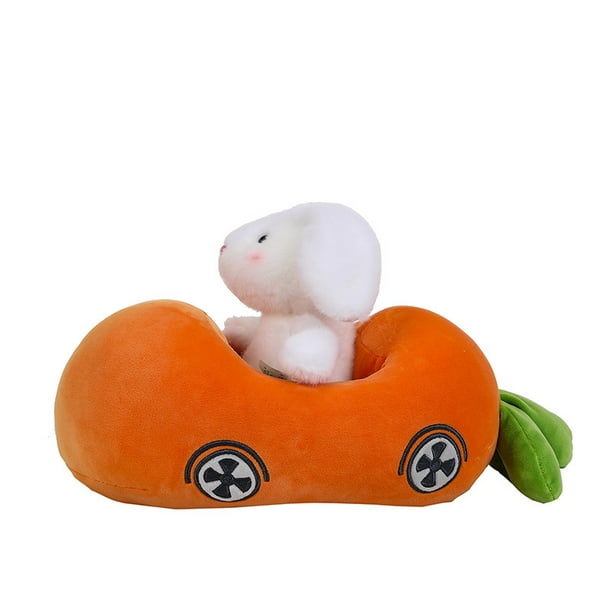 Muñeca de peluche de peluche con forma de conejito de zanahoria, 40 cm, con coche