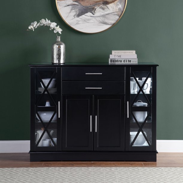 BELLEZE Ryland 47" Wood Storage Sideboard Buffet Console Table