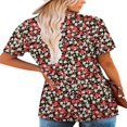 thumbnail image 3 of CHOK Hauts d'Été à Manches Courtes pour Femmes Tunique Décontractée Imprimée Florale Col en V Mignon T-Shirts Fluides Blouse, 3 of 6