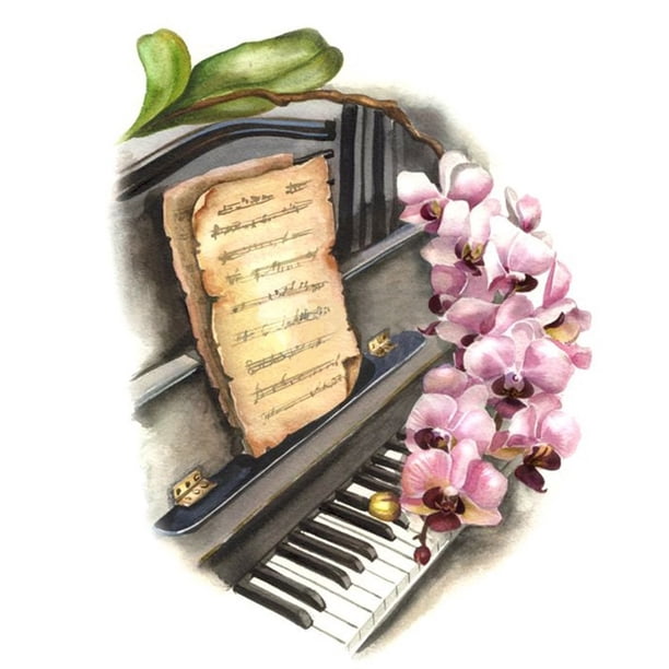 Instrumento musical Flor Ronda completa Taladro Mosaico Diamante Pintura Diamante de imitación Tmvgtek decoración de arte en el hogar
