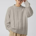 thumbnail image 2 of JUUYY Plus Size Sweaters for Men Cable Knit Crewneck Loose Pullover Long Sleeve Casual Jumper Tops Trendy Comfy Solid Color Sweater Gray XL, 2 of 3