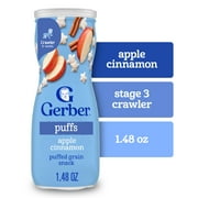 Gerber Snacks for Baby Grain & Grow Puffs, Apple Cinnamon, 1.48 oz Canister