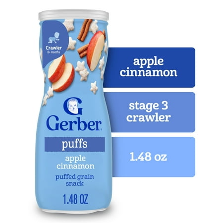 Gerber Snacks for Baby Grain & Grow Puffs, Apple Cinnamon, 1.48 oz Canister