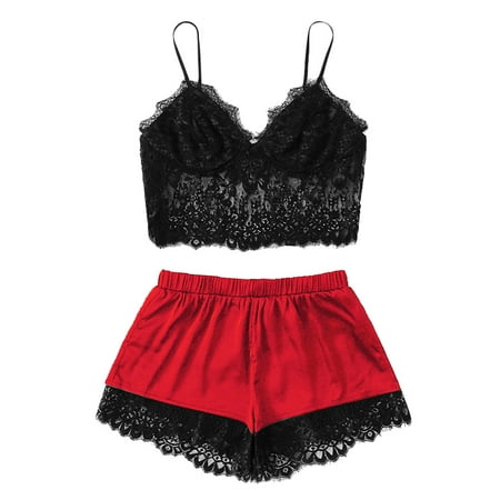

Floleo Women s Shorts Clearance Summer Sexy Lingerie Sexy Silk Suspender Shorts Pajamas Two Piece Suit Home Clothes Deals