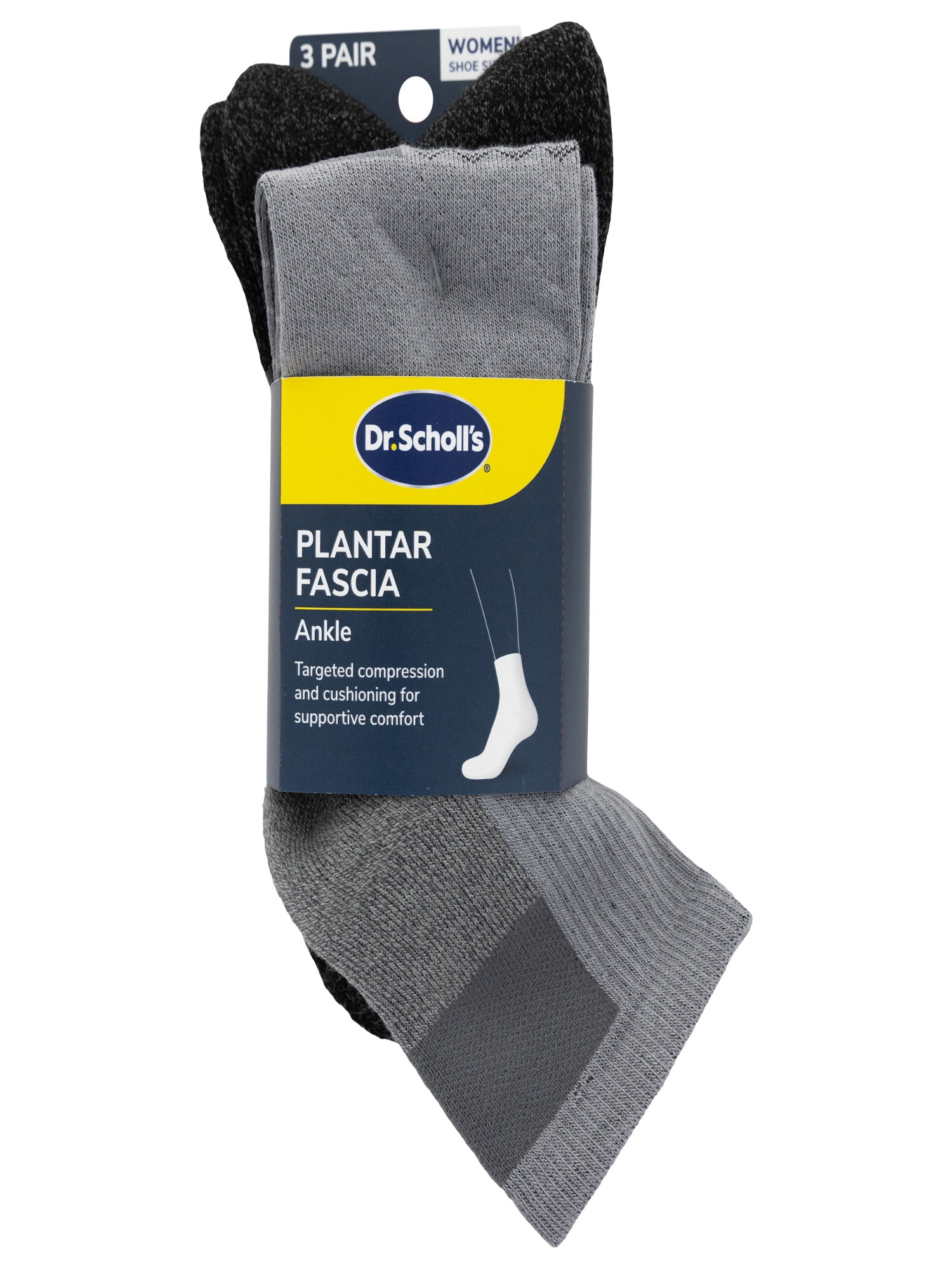 Dr. Scholl's Women's Ankle Plantar Fasciitis Socks, 3 Pack, Size 9-12