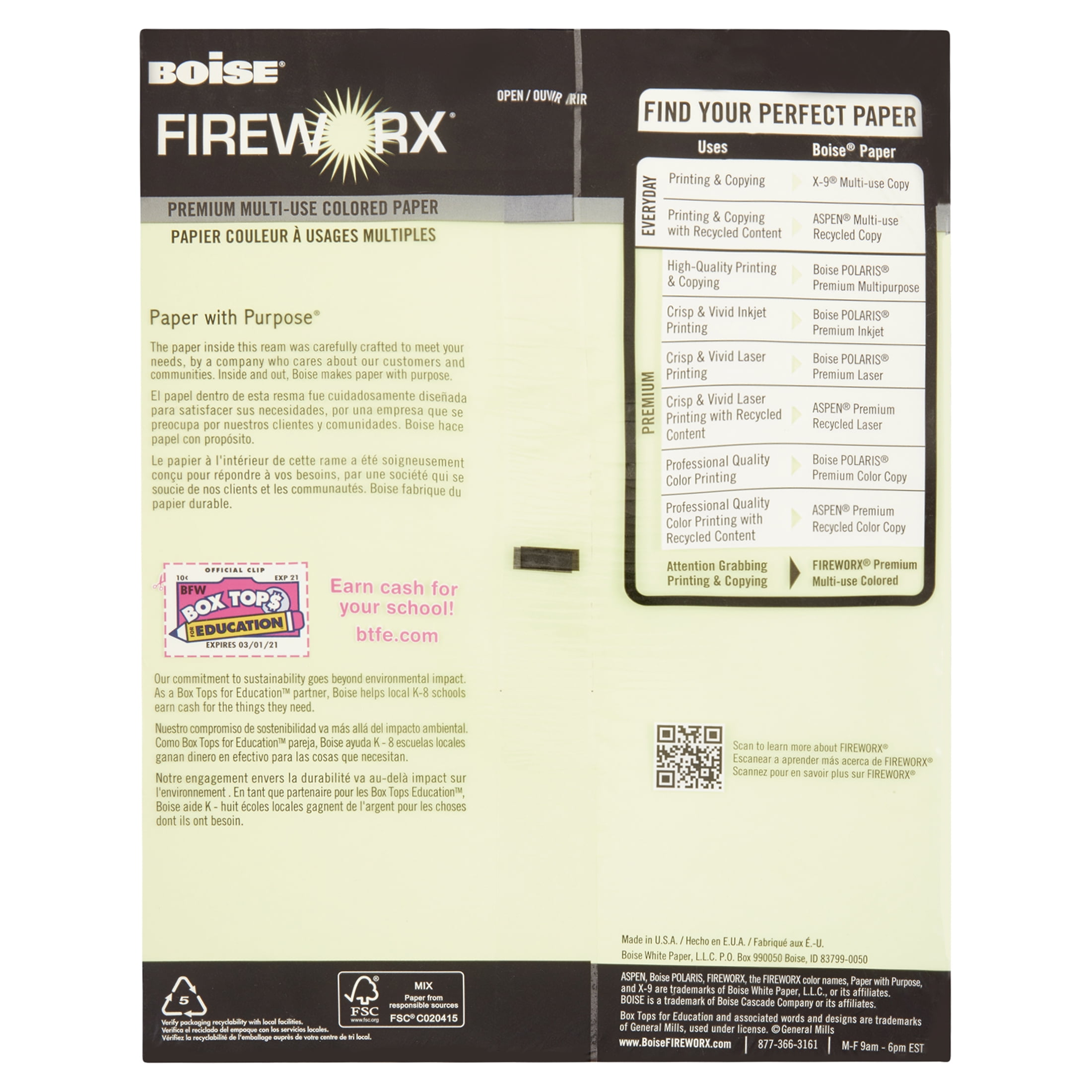 Boise FIREWORX Premium Multi-Use Colored Paper, 20lb, 8.5 x 11, Smoke Gray,  500/Ream (MP2201GY)