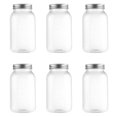 Novelinks 32oz Plastic Jars with Lids 6 Pack Clear Containers Airtight