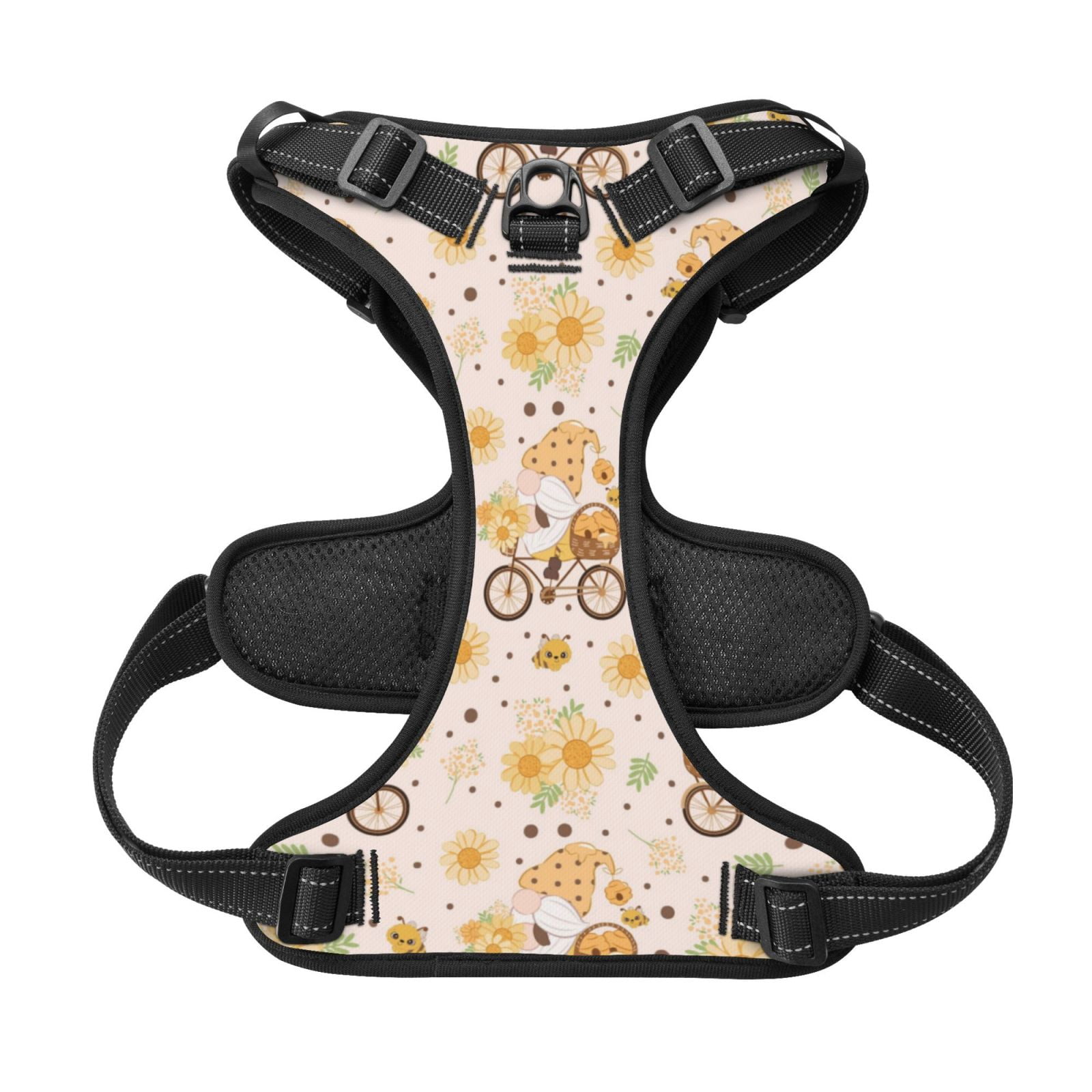 Kdxio Cute Bee Gnome1 Print No Pull Dog Harness Adjustable Reflective Oxford Easy Control Medium Large Dog Harness for Training and Everyday-Small