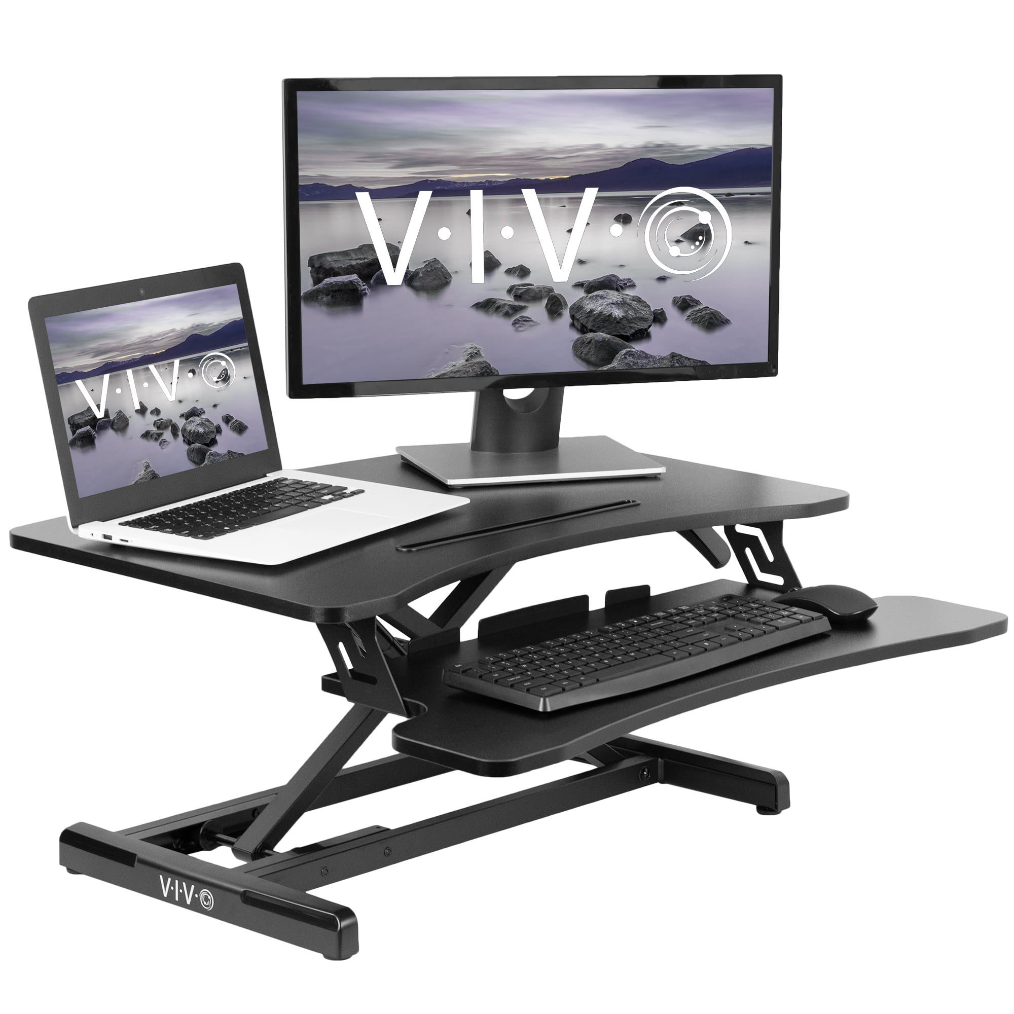 Vivo Black Height Adjustable Stand-up Desk Converter 36