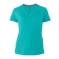 thumbnail image 1 of Playera Fruit Of The Loom para Mujer, Cuello V Manga Corta Azul Claro Talla  G, 1 of 4