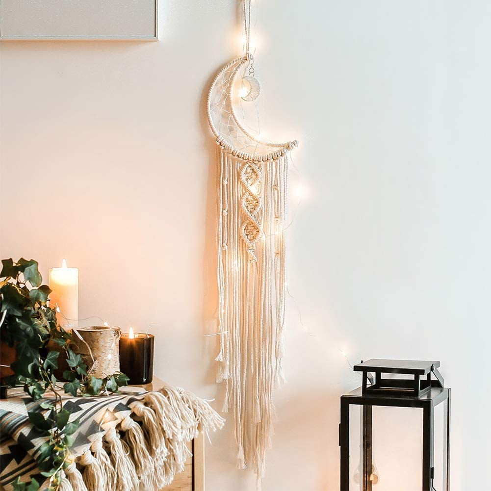 Handmade Woven Wall Hanging Dream Catcher Macrame Bohemian Tapestry Home Decor Wall Murals Living Room Bedroom Wedding Accessories Moon Walmart Com Walmart Com