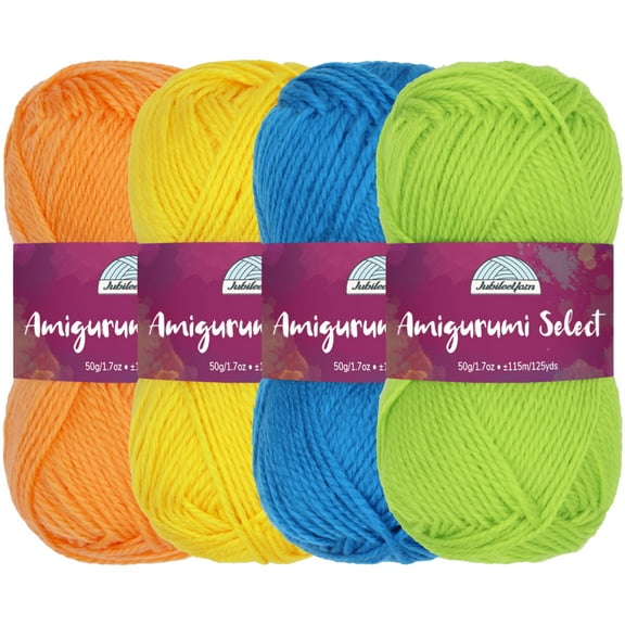JubileeYarn Amigurumi Select Yarn - Baby Acrylic - Inspiration Assortment 85 - 4 Skeins