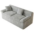 thumbnail image 5 of SESSLIFE 71" Boneless Loveseat Sofa, Corduroy 2-Seater Cloud Couch with Tilted Armrests & Double Cushions, No Assembly Floor Sofa for Living Room, Apartment, Black, 5 of 5