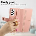 thumbnail image 2 of ELEHOLD Case for Samsung Galaxy A53 5G, RFID Blocking Zipper Leather Wallet Stand Case with Card Slot & Wrist Strap & Ring Holder,Pink, 2 of 10