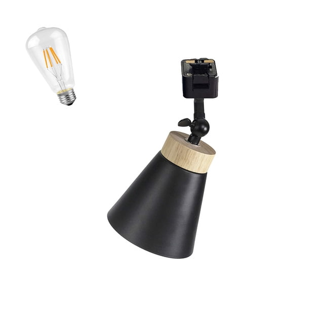 FSLiving Lot de 1 12V Rétro Mini Angle Réglable Éclairage de Piste Type J Base E26 Luminaire de Plafond Style Nordique Macaron Abat-Jour en Métal Noir pour Miroir de Galerie devant Bureau Loft
