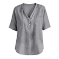 thumbnail image 6 of Only Moment Womens Blouses Spring Tops V Neck Summer Sweater Spring Tunic Dressy Casual Blouses Business Cute Trendy Short Sleeve Shirt 2026 T Shirts for Women Grey,M, 6 of 6