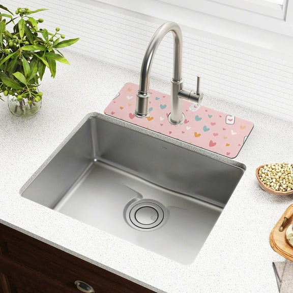 Yayeee Faucet Mat for Kitchen Sink 14.7" Diatomite Long Splash Guard Pad, Love in The Air