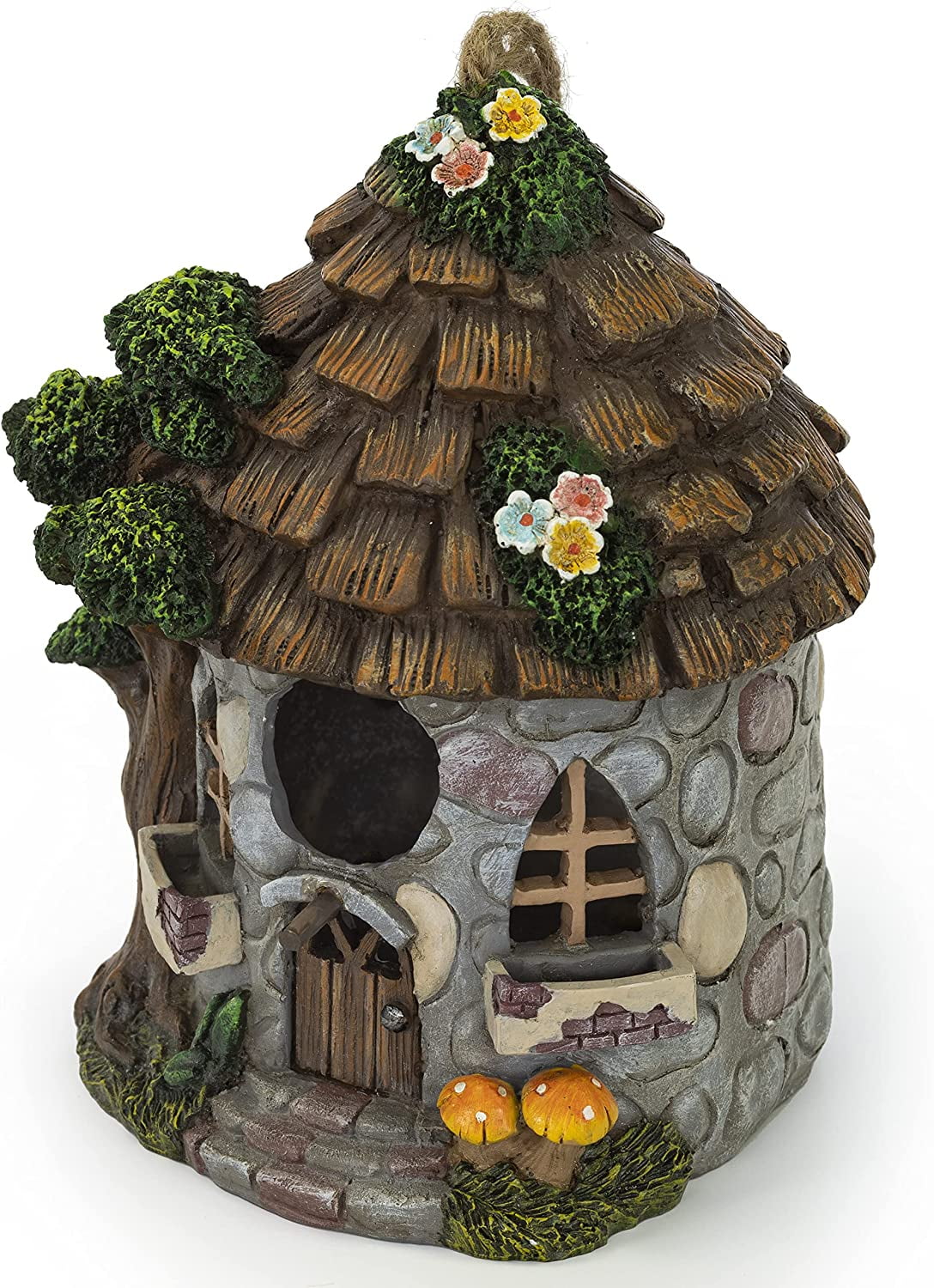 6.75" Brown Hanging Rustic Style Birdhouse 