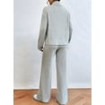 thumbnail image 4 of Women'S 2 Piece Fall Outfits Sets Travel Knit Pullover Tops and Wide Leg Pants Sweatsuit Lounge Sets Grey M, 4 of 7