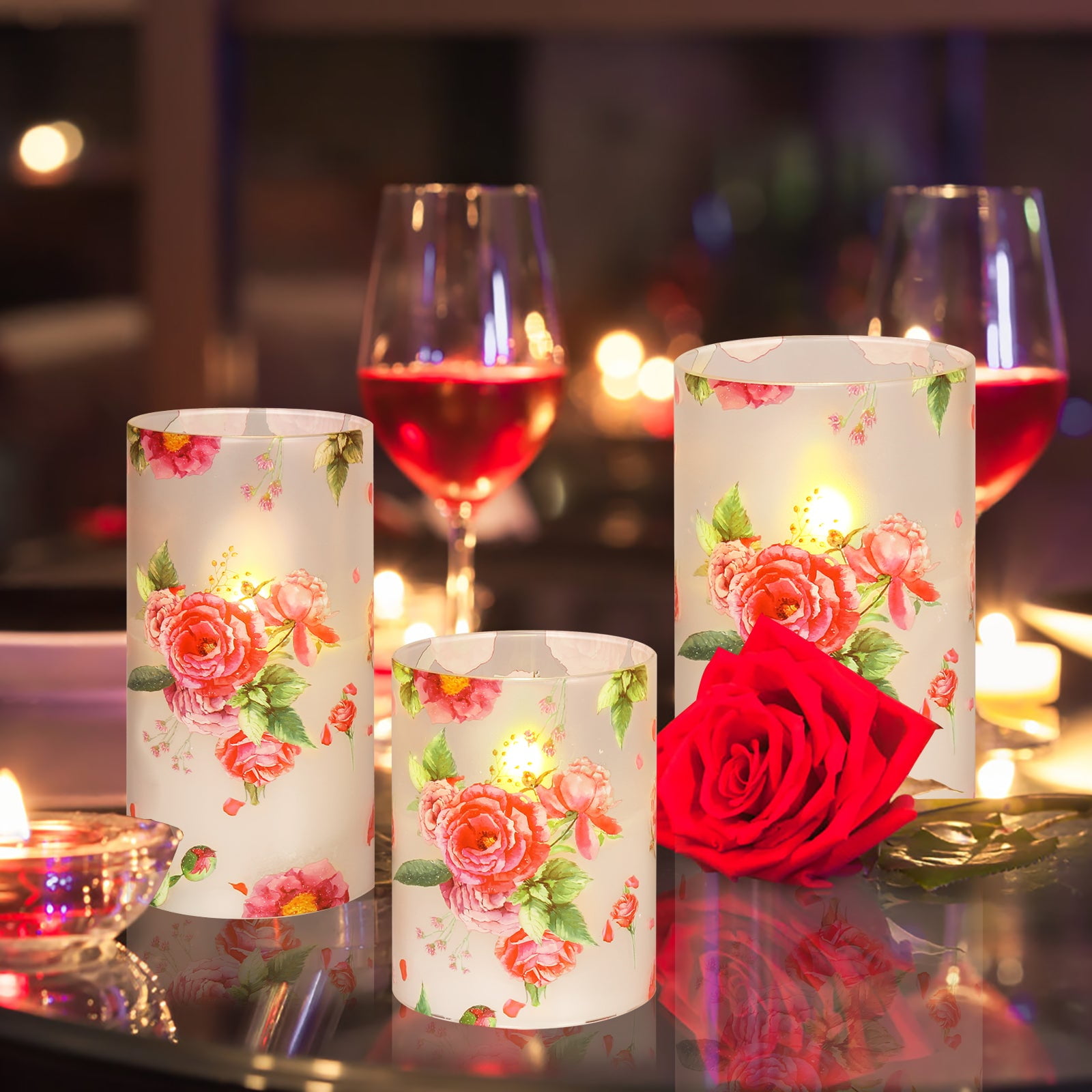 Set of 3 Flameless Candles with Remote & Timer, 4'' 5'' 6'' Battery Operated LED Flickering Flame Pillar Candles for Home Decor, Pink