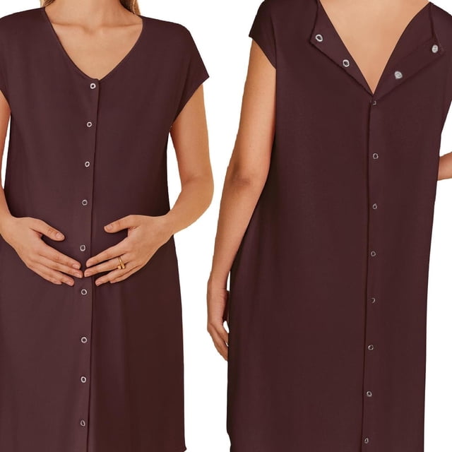 QJUHUNG Pyjama de Maternité avec Boutons Pyjama d'Accouchement/naissance/hôpital avec Poches