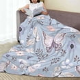 thumbnail image 6 of Honeii Blue Butterfly Print Fleece Blanket - Throw Blanket for Bed, Sofa, Couch, Camping, and Travel , Microplush Ultra Soft Warm Blanket-80"x60", 6 of 7