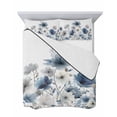 thumbnail image 7 of Quilts Twin Size Bedding Set, Blue Grey Flowers Lightweight Quilted Comforter, Spring Watercolor Blooms Floral Plant Soft Reversible Bedspread Coverlet with Pillow Covers for All Season, 68" x 86", 7 of 7