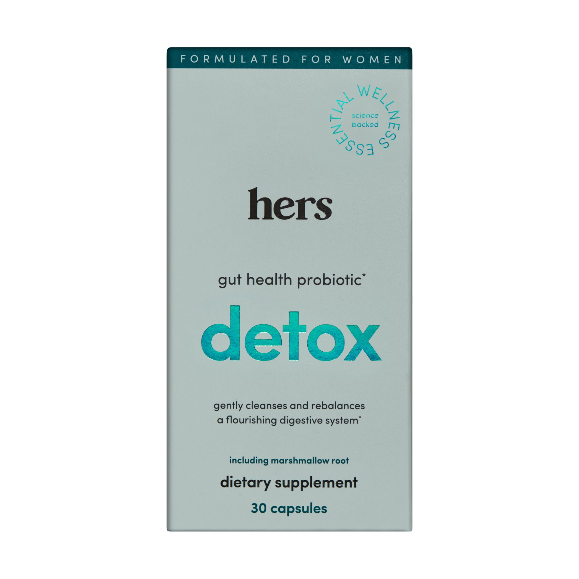 Hers Detox Gut Health Probiotic Supplement with 5 Enzyme Blend for Women, 30 Count