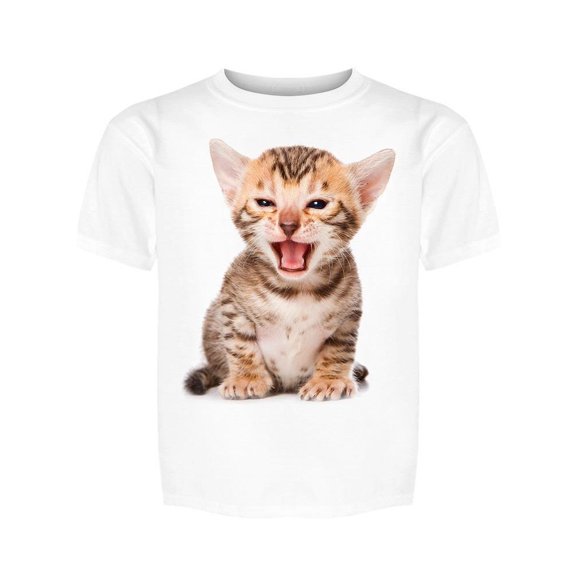 Tiny Bengal Kitten Yawning Tee Girl's -Image by Shutterstock