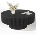 thumbnail image 4 of Gelloan 31.5" Round Fluted Coffee Table, Modern Wood Circle Coffee Table, Veneer Handcrafted Relief Tea Table for Living Room,Black, 4 of 8