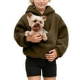 thumbnail image 5 of Cat Fleece Hoodie Pouch Kitten Puppy Carrier Hood Sweatshirt Pet Pocket Holder Top(Color:Army Green,Size:5-6 Years), 5 of 7