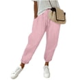 thumbnail image 2 of QSXADF Women's High Waist Pants Casual Straight Leg Pants Stretch Straight Leg Pants with Drawstring Elastic Waistband for Daily Comfortable Summer Women's Casual Long Trousers, 2 of 6