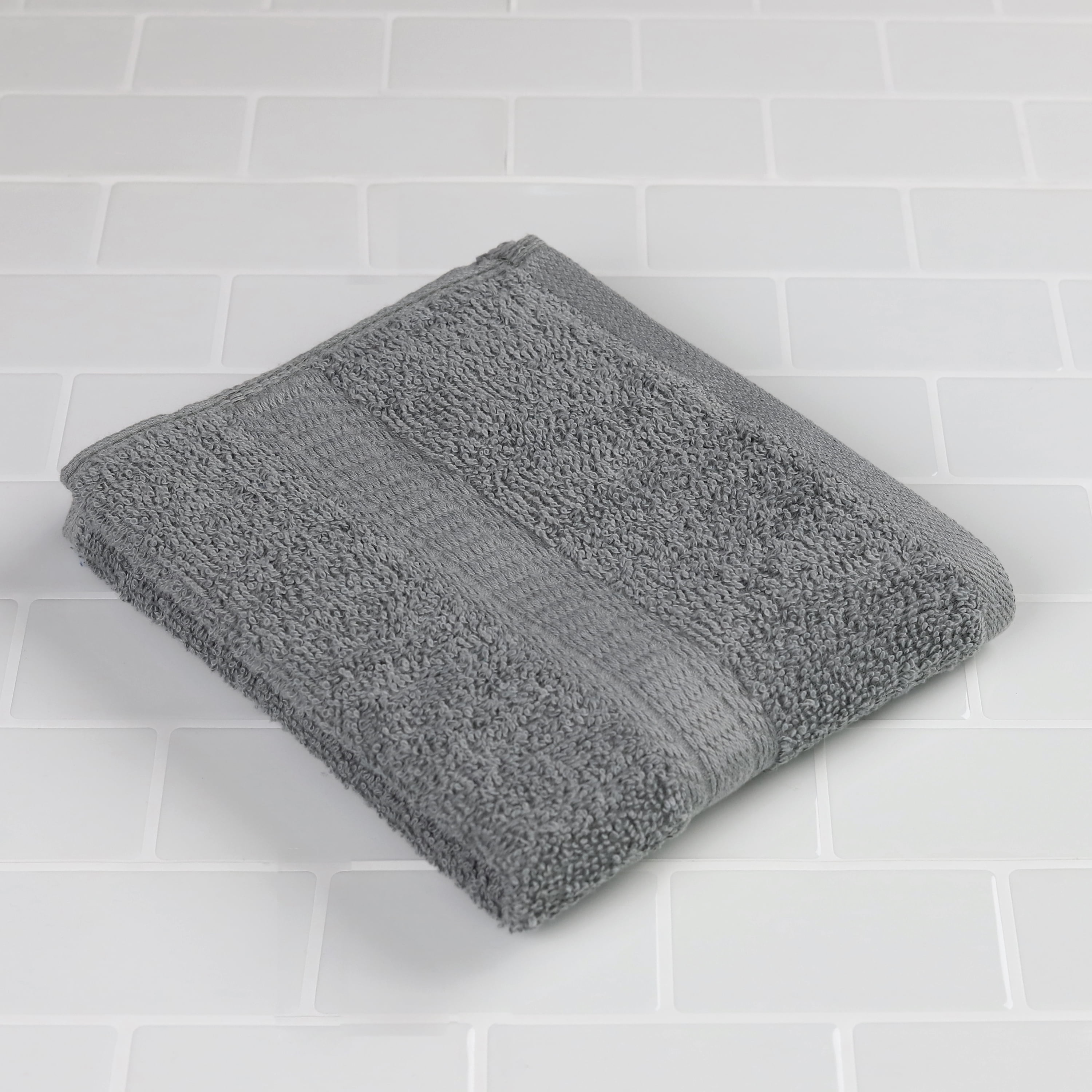 (4 pack) Mainstays Basic Hand Towel, Soft 100% Cotton and highly absorbent Hand Towel, Grey