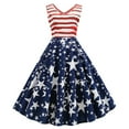 thumbnail image 2 of 2026 ! 50% Off Clear! asdoklhq Womens Plus Size Dresses,Women Vintage Sleeveless V Neck American Flag Printing Evening Party Swing Dress, 2 of 9