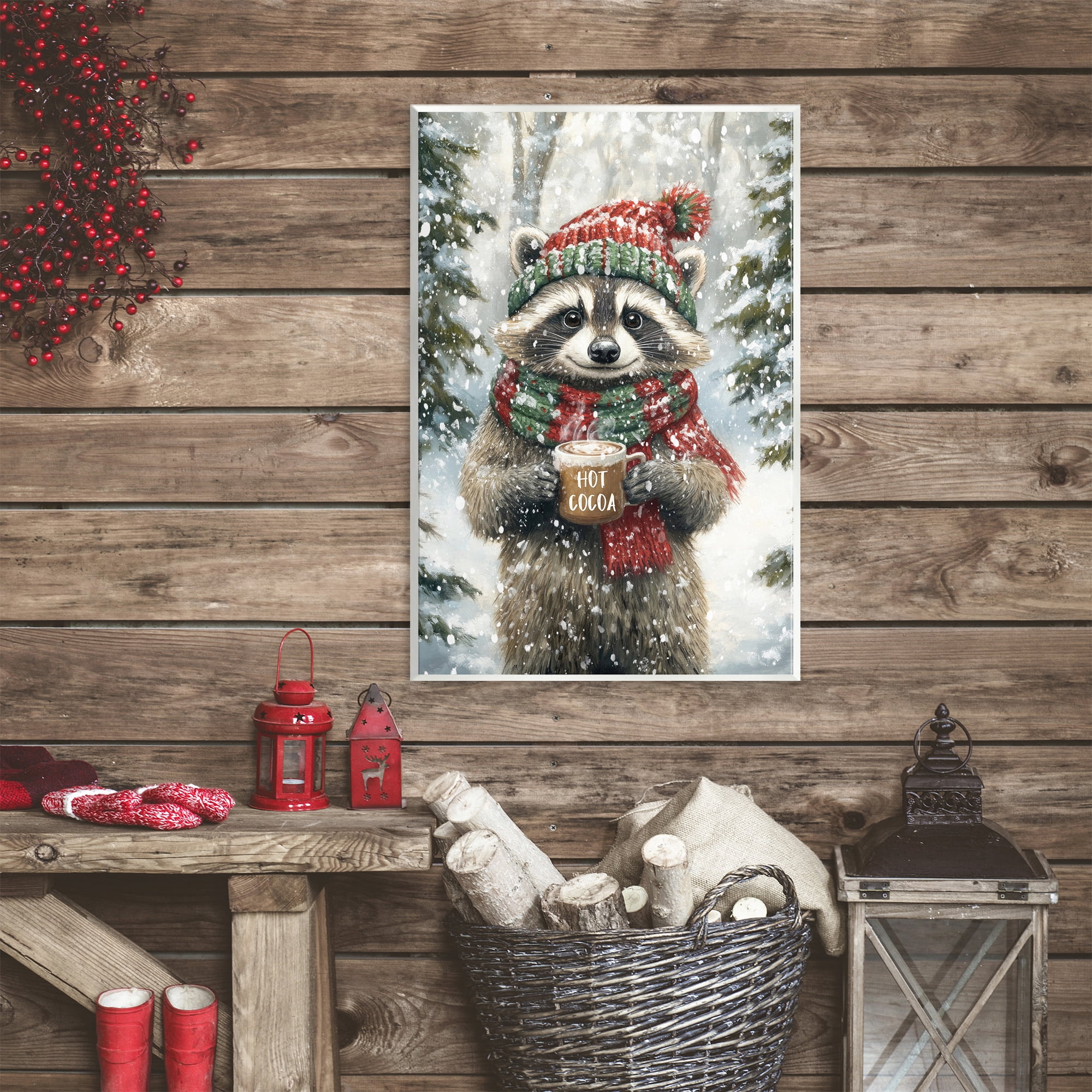 Stupell Industries Merry Cocoa Raccoon Wall Plaque Art, design by Tina LeCour