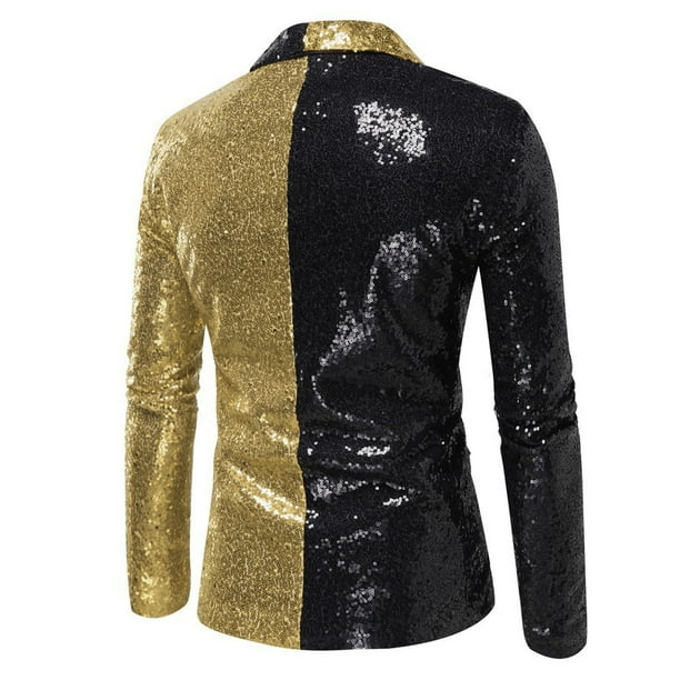 Herrnalise Men's Color Matching Sequin Suit, One Button Dress, Performance Suit, Long Sleeved Lapel Collar Suit Jacket Coat Blazer Gold - Walmart Business Supplies Herrnalise Men's Color Matching Sequin Suit, One Button Dress, Performance Suit, Long Sleeved Lapel Collar Suit Jacket Coat Blazer Gold - Walmart Business Supplies