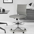 thumbnail image 3 of Okeysen Armless Desk Stool Drafting Chair Ergonomic Fabric Office Chair Modern Standing Desk Chair Adult with Adjustable Foot Ring, Ribbed Mid Back & Swivel Rolling, Gray, 3 of 8