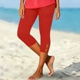 thumbnail image 5 of Xdegoge Womens Capri Leggings Yoga High Waisted Stretchy Athletic Cropped Pants with Cutout Hem Detail Gym Running Fitness Casual Summer Activewear, 5 of 7